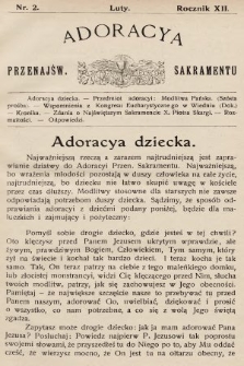 Adoracya Przenajświętszego Sakramentu. 1913, nr 2