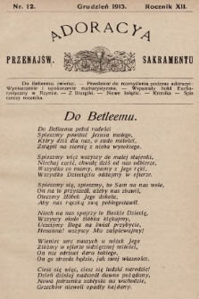 Adoracya Przenajświętszego Sakramentu. 1913, nr 12