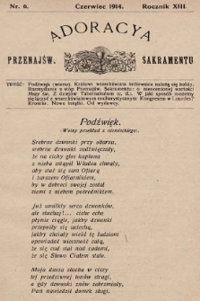 Adoracya Przenajświętszego Sakramentu. 1914, nr 6