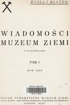 Wiadomości Muzeum Ziemi : wydawnictwo Towarzystwa Muzeum Ziemi. 1938, spis rzeczy