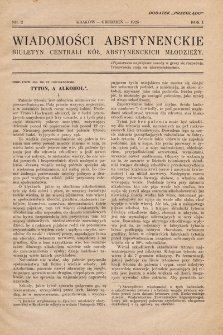 Wiadomości Abstynenckie : biuletyn Centrali Kół Abstynenckich Młodzieży. 1925, nr 2
