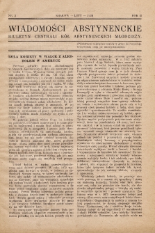 Wiadomości Abstynenckie : biuletyn Centrali Kół Abstynenckich Młodzieży. 1926, nr 2