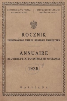 Rocznik Państwowego Urzędu Kontroli Ubezpieczeń. 1929