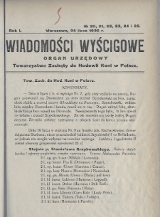 Wiadomości Wyścigowe : organ urzędowy Towarzystwa Zachęty do Hodowli Koni w Polsce. 1926, nr 20-25