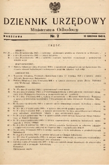 Dziennik Urzędowy Ministerstwa Odbudowy. 1945, nr 2