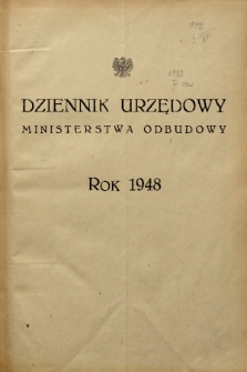 Dziennik Urzędowy Ministerstwa Odbudowy. 1948, skorowidz alfabetyczny