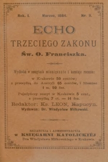 Echo Trzeciego Zakonu Św. o. Franciszka. R. 1, 1884, nr 9