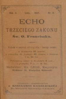 Echo Trzeciego Zakonu Św. o. Franciszka. R. 2, 1885, nr 8