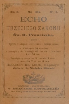 Echo Trzeciego Zakonu Św. o. Franciszka. R. 2, 1885, nr 11