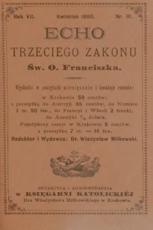 Echo Trzeciego Zakonu Św. o. Franciszka. R. 7, 1890, nr 10