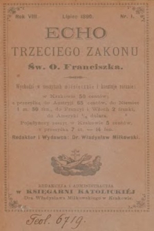 Echo Trzeciego Zakonu Św. o. Franciszka. R. 8, 1890, nr 1