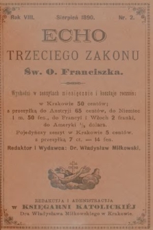 Echo Trzeciego Zakonu Św. o. Franciszka. R. 8, 1890, nr 2