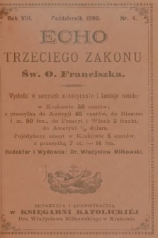 Echo Trzeciego Zakonu Św. o. Franciszka. R. 8, 1890, nr 4