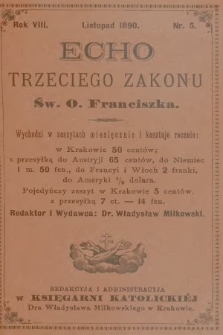 Echo Trzeciego Zakonu Św. o. Franciszka. R. 8, 1890, nr 5