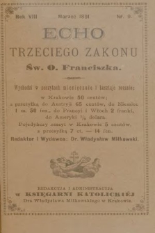 Echo Trzeciego Zakonu Św. o. Franciszka. R. 8, 1891, nr 9