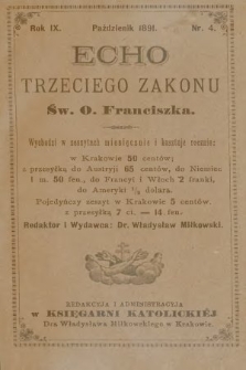 Echo Trzeciego Zakonu Św. o. Franciszka. R. 9, 1891, nr 4