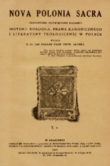 Nova Polonia Sacra : czasopismo poświęcone badaniu historji kościoła, prawa kanonicznego i literatury teologicznej w Polsce. 1926, T. 2