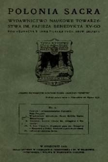 Polonia Sacra : wydawnictwo naukowe Towarzystwa im. Papieża Benedykta XV-go. 1918, nr 1