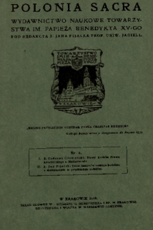 Polonia Sacra : wydawnictwo naukowe Towarzystwa im. Papieża Benedykta XV-go. 1918, nr 2