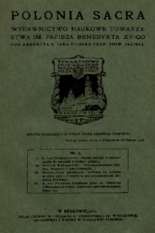 Polonia Sacra : wydawnictwo naukowe Towarzystwa im. Papieża Benedykta XV-go. 1919, nr 3
