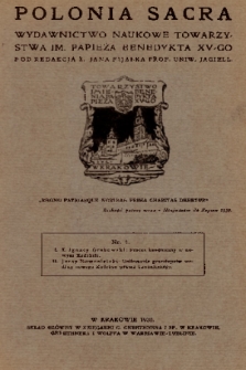 Polonia Sacra : wydawnictwo naukowe Towarzystwa im. Papieża Benedykta XV-go. 1920, nr 4