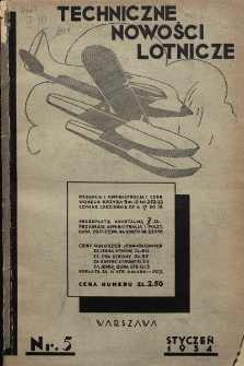 Techniczne Nowości Lotnicze. 1934, nr 5