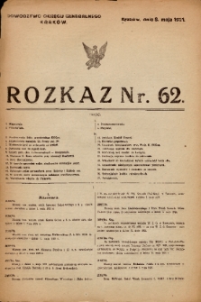 Rozkaz. 1921, nr 62