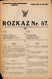 Rozkaz. 1921, nr 67
