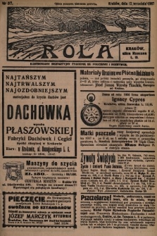 Rola : ilustrowany bezpartyjny tygodnik ku pouczeniu i rozrywce. 1937, nr 37