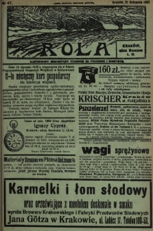Rola : ilustrowany bezpartyjny tygodnik ku pouczeniu i rozrywce. 1937, nr 47