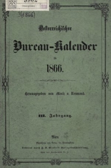 Oesterreichischer Bureau - Kalender für das Schaltjahr 1866