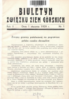 Biuletyn Związku Ziem Górskich. 1939, nr 1