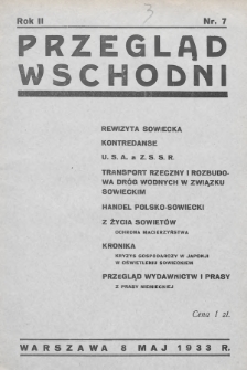 Przegląd Wschodni : dwutygodnik poświęcony badaniu stosunków gospodarczych ZSRR. 1933, nr 7