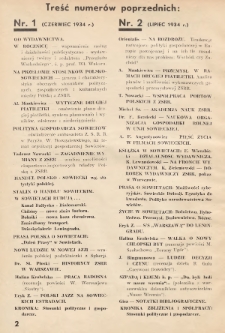 Przegląd Wschodni : miesięcznik poświęcony badaniu rzeczywistości sowieckiej oraz stosunków wzajemnych Polski i ZSRR. 1934, Treść numerów
