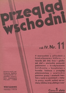 Przegląd Wschodni : miesięcznik poświęcony badaniu rzeczywistości sowieckiej oraz stosunków wzajemnych Polski i ZSRR. 1935, nr 11