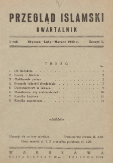 Przegląd Islamski : kwartalnik. 1930, nr 1