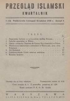 Przegląd Islamski : kwartalnik. 1930, nr 4