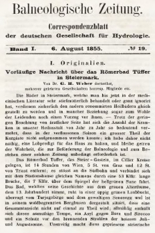 Balneologische Zeitung : Correspondenzblatt der deutschen Gesellschaft für Hydrologie. Bd. 1, 1855, nr 19