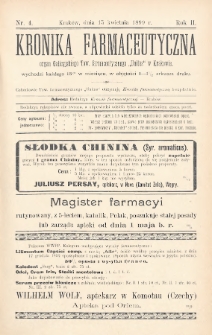 Kronika Farmaceutyczna : organ Towarzystwa Farmaceutycznego „Unitas” w Krakowie. 1899, nr 4