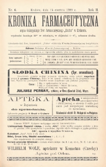 Kronika Farmaceutyczna : organ Towarzystwa Farmaceutycznego „Unitas” w Krakowie. 1899, nr 6