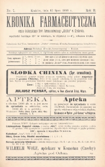 Kronika Farmaceutyczna : organ Towarzystwa Farmaceutycznego „Unitas” w Krakowie. 1899, nr 7