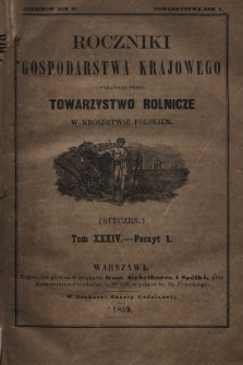 Roczniki Gospodarstwa Krajowego. R. 17, 1859, T. 34, poszyt 1