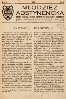 Młodzież Abstynencka : organ central. młodz. abstyn. w Krakowie i Poznaniu. 1929, nr 1