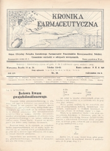Kronika Farmaceutyczna : organ oficjalny Związku Zawodowego Farmaceutów Pracowników w Rzeczypospolitej Polskiej. 1926, nr 10