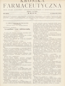 Kronika Farmaceutyczna : organ Związku Zawodowego Farmaceutów-Pracowników w Rzeczypospolitej Polskiej. 1929, nr 18-19