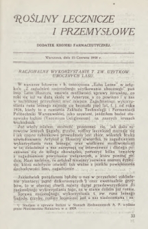 Rośliny Lecznicze i Przemysłowe : dodatek „Kroniki Farmaceutycznej”. 1930, nr 15 czerwca