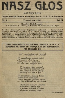 Nasz Głos : organ Komisji Zarządu Głównego [Związku Polskiego Nauczycielstwa Szkół Powszechnych] w Poznaniu : miesięcznik. 1926, nr 5