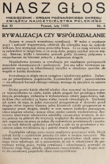 Nasz Głos : miesięcznik - organ Poznańskiego Okręgu Związku Nauczycielstwa Polskiego. 1935, nr 6