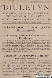 Biuletyn Poleskiej Rady Wojewódzkiej Towarzystw Rolniczych. 1927, nr 1-2