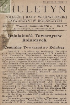 Biuletyn Poleskiej Rady Wojewódzkiej Towarzystw Rolniczych. 1927, nr 8-9